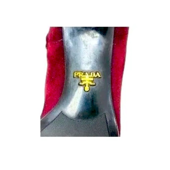 ❤️Prada Granato Burgundy Suede Heeled Boots❤️ - Picture 9 of 9